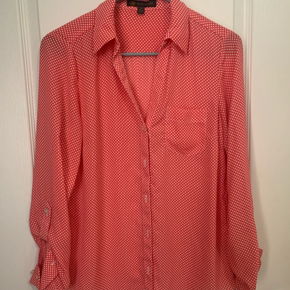 Outback Red salmon Polka dot button up